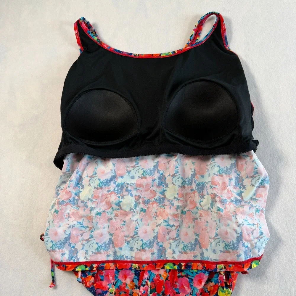 New Calypsa Maya‎ Floral Racerback Tankini Swim Top Plus Size 3X Modest Beach